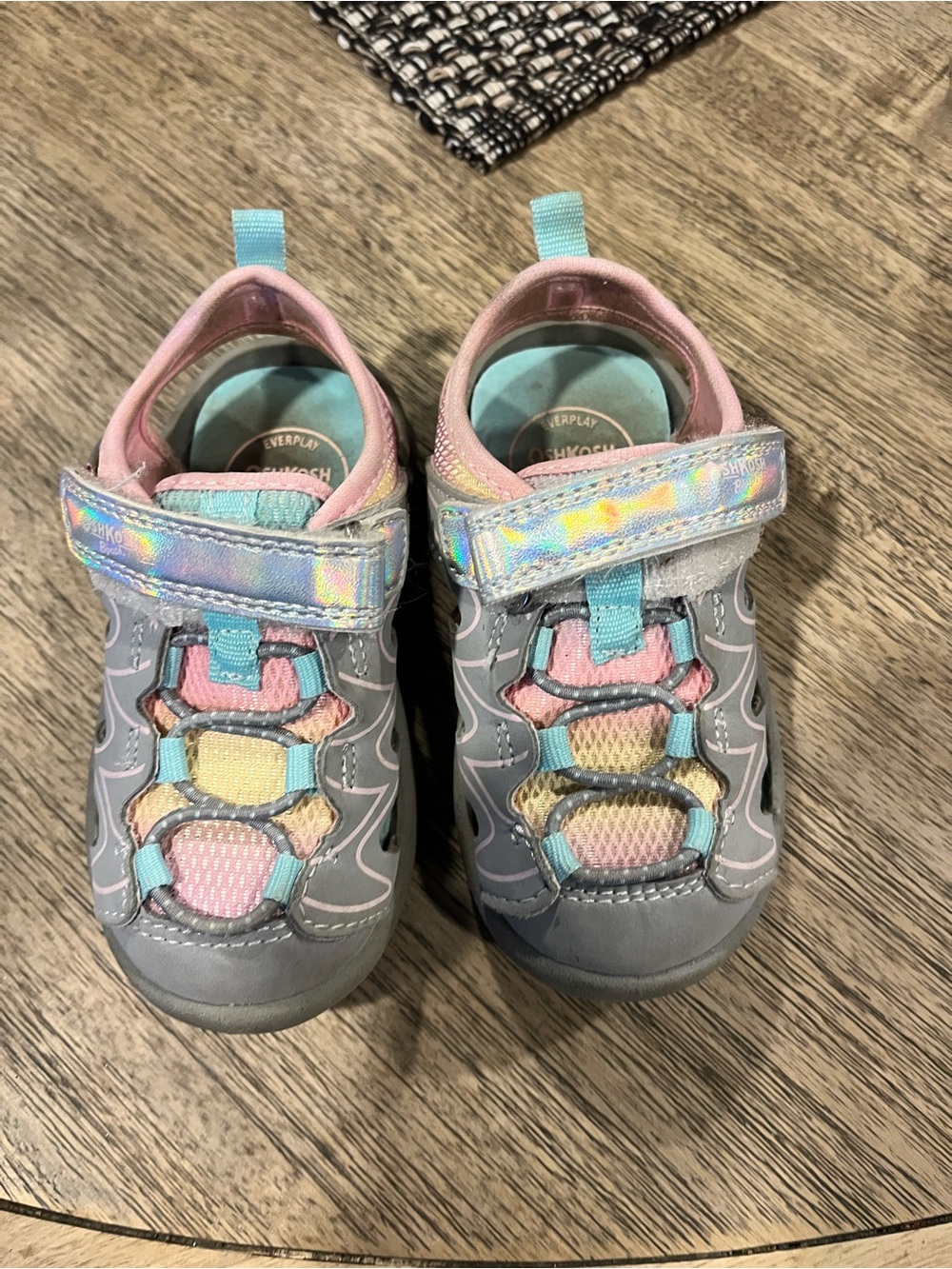 OshKosh B'gosh Gray Sneakers with Pastel Pink, Blue and Yellow Accents